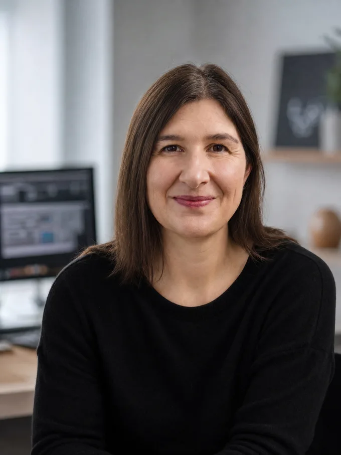 Daniela, Autorin von Daily Finance, an ihrem Schreibtisch